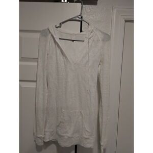 Lucy White Textured Hoodie Pullover Athletic Casual Top‎ Women's Size Small